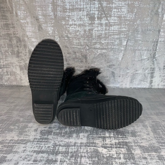 Khombu black lace up winter boots faux fur lined size 10 - Picture 11 of 12